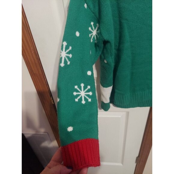 Blizzard Bay Men’s L Green Ugly Christmas Cool Snowman Sunglasses Sweater - Picture 6 of 7
